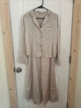 Pink & Blue Bow Tye Two-Piece Pajama Set